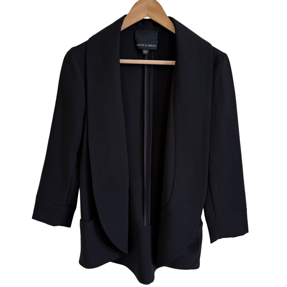 Harlowe & Graham Black Open Front Blazer Jacket Career Business Small